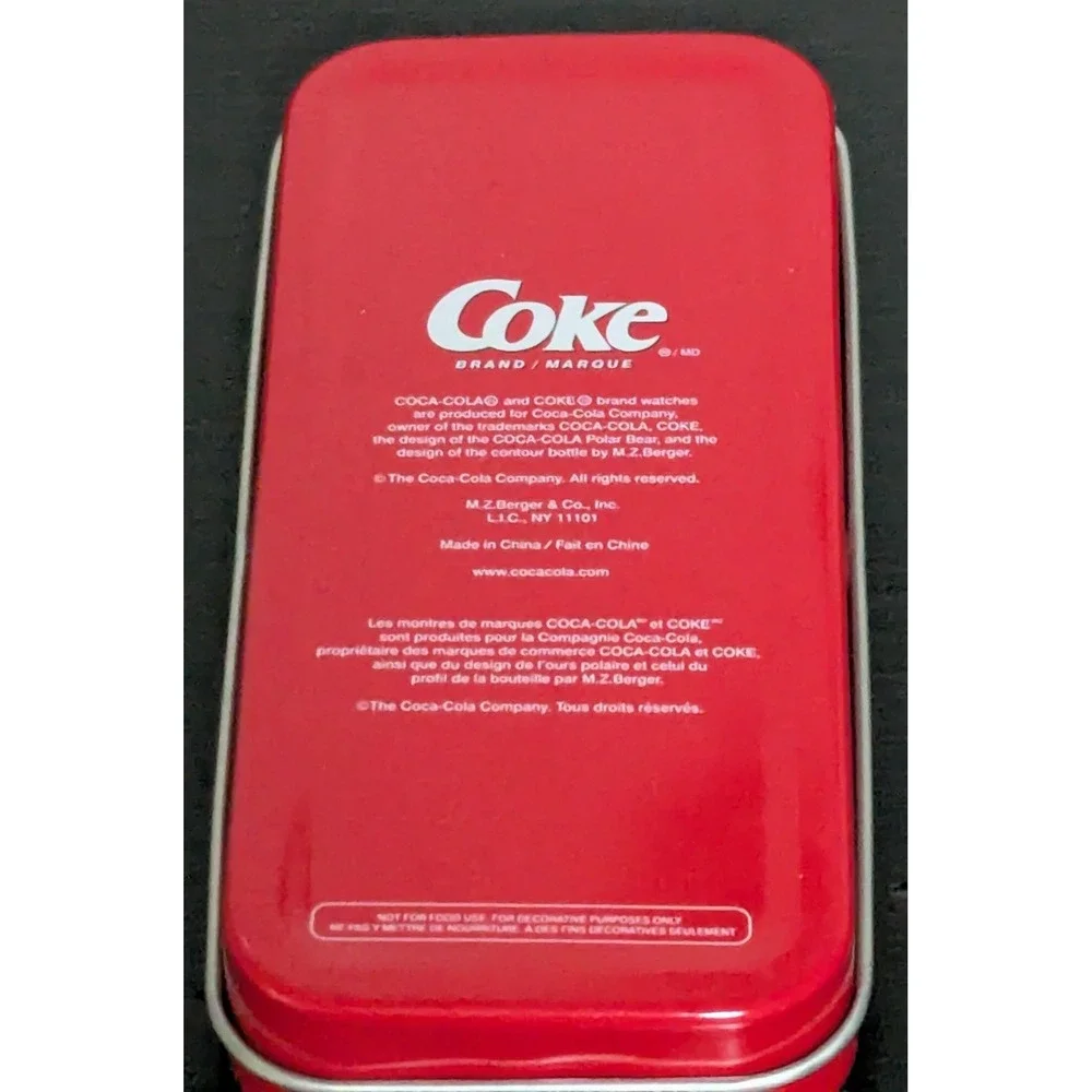 Vintage Coca Cola Red Band Watch in Original Refrigerator Tin‎ Box and Packaging